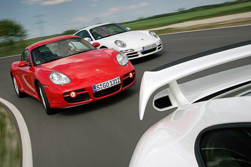 Vergleich Porsche Cayman, Porsche 911 Carrera, Porsche 911 GT2