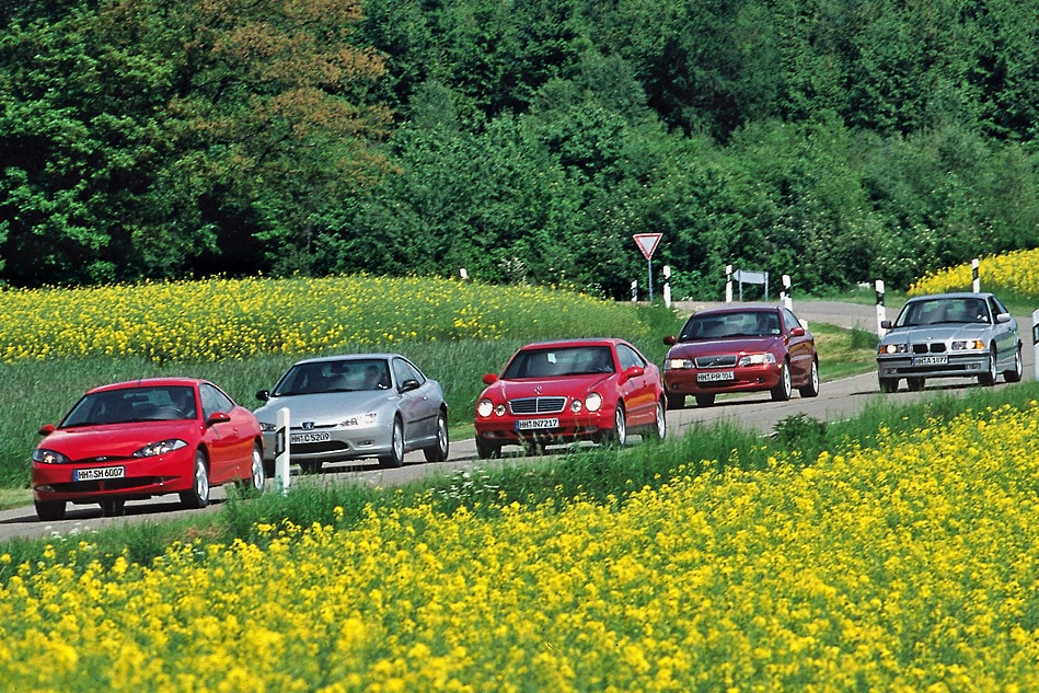 Ford Cougar 24V Peugeot 406 Coupé 3.0 V6 Mercedes-Benz CLK 230 K Volvo C70 2.4T BMW 323i Coupé
