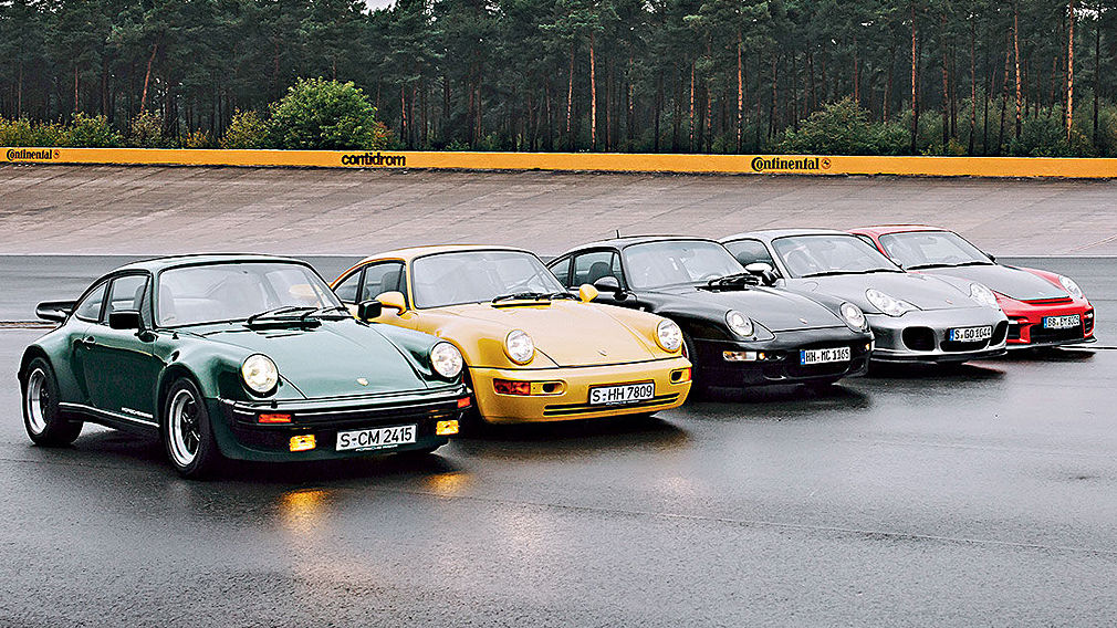 Fünf Porsche Turbo im Vergleich