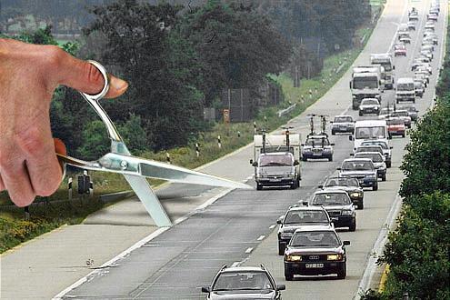 autobahn straße schere schneiden