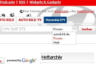 Variabler Wirkungskreis: Suchen Sie bei autobild.de, im Forum oder im World Wide Web.