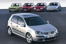 Sechs Generationen VW Golf