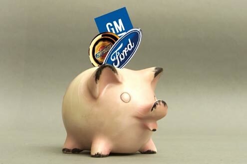 Sparschwein GM Chrysler Ford