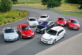 Opel Astra OPC Opel Corsa OPC, Mercedes-Benz E 63 AMG Mercedes-Benz C 63 AMG, Audi TTS Audi S5, Mazda MX-5 Mazda RX-8