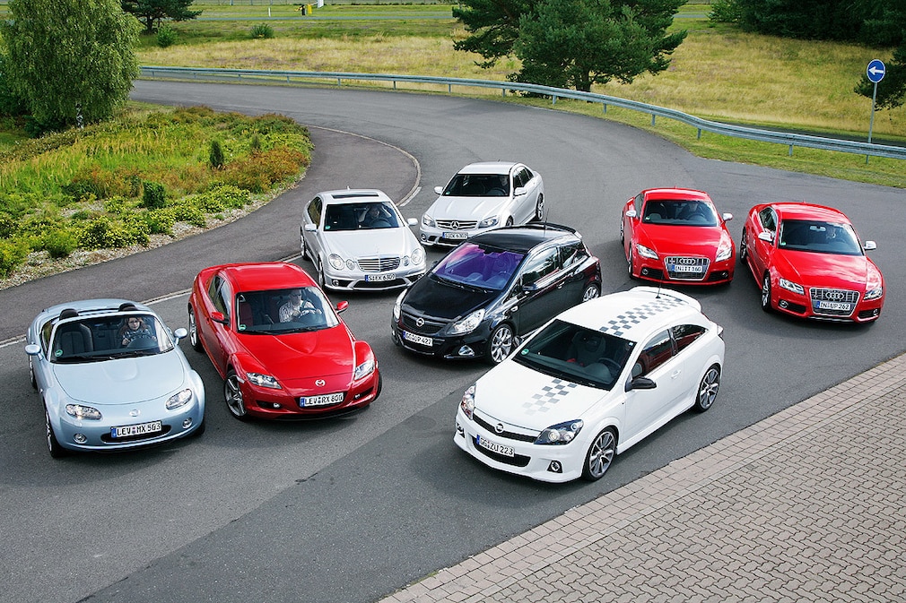 Opel Astra OPC Opel Corsa OPC, Mercedes-Benz E 63 AMG Mercedes-Benz C 63 AMG, Audi TTS Audi S5, Mazda MX-5 Mazda RX-8
