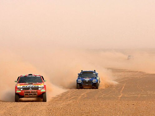 Rallye Dakar 2009, 1. Etappe, VW Race Touareg, Mitsubishi Pajero
