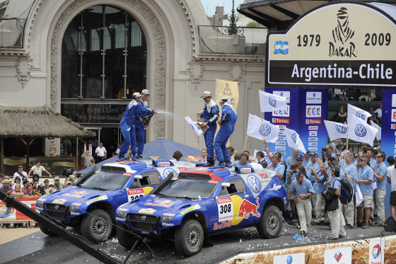 Rallye Dakar 2009, Siegesfeier, de Villiers, von Zitzewitz, Miller, Pitchford, VW Race Touareg
