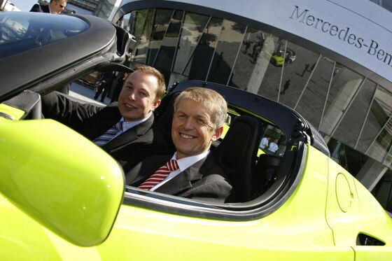 Daimler-Forschungsvorstand Dr. Thomas Weber und Tesla-Chef Elon Musk