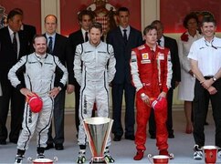 Rubens Barrichello, Jenson Button und Kimi Räikkönen in der Fürstenloge