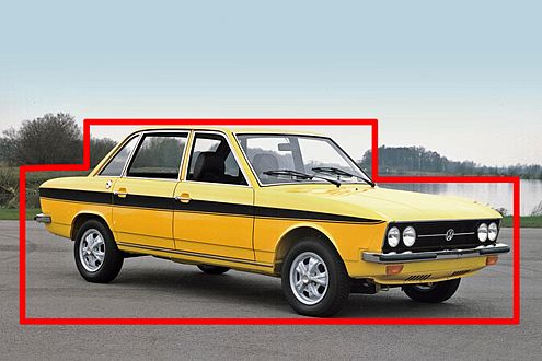 Konsequente Kasten-Klarheit: Der VW K70 steht für die klassische (Kinder-)Art, ein Auto zu zeichnen.