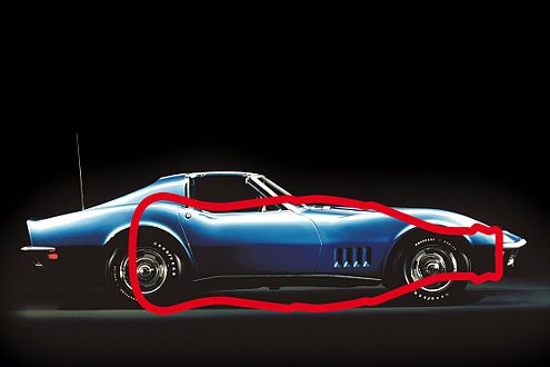 Der Bauch einer liegenden Cola-Flasche soll zu der "Schluckauf"-Form der Chevrolet Corvette geführt haben.