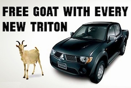 Mitsubishi legt jetzt in Neuseeland seinem Pickup Triton eine Gratis-Ziege bei