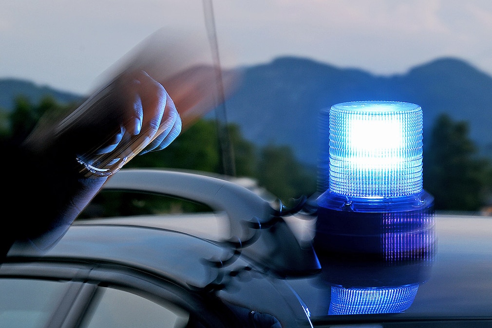 Blaulicht bei einer Kontolle der Verkehrsinspektion Salzburg