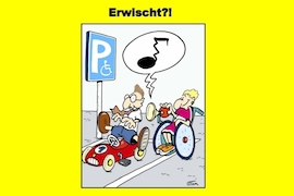Gelbe Karte für Falschparker auf Behindertenparkplätzen.