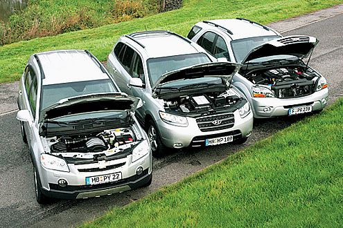 Pferde-Schau (v.l.): Chevi und Hyundai haben 150, der Kia 170 PS.