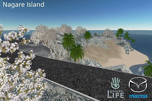 Auf diesem Inselsträßchen von Second Life wird der Hakaze ab dem 15. Februar 2007 virtuell Gas geben.