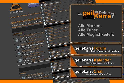 geileKarre.de-Community: vom täglichen Klatsch und Tratsch der Szene über Spoilertuning bis zu Hifi-Audio.