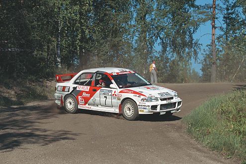 Mit diesem Mitsubishi Lancer WRC gewann Mäkinen 1996 die Rallye Australien.