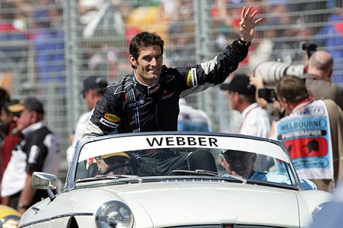 Erotischster Mann Australiens: Mark Webber bei der Fahrerparade.