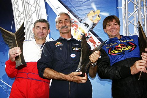 Top-Favoriten auch 2007: (v.L.) Paul Bonhomme (GBR), Peter Besenyei (HUN), Kirby Chambliss (USA).