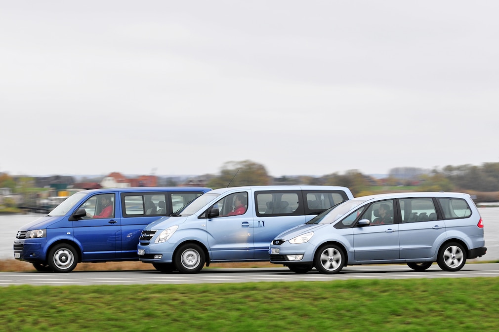 VW Multivan Startline 2.0 TDI, Hyundai H-1 Travel, Ford Galaxy 2.0 TDCi