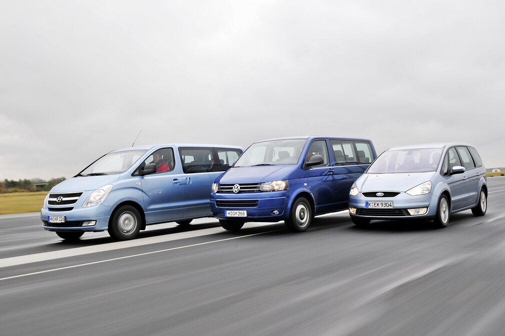 VW Multivan Startline 2.0 TDI, Hyundai H-1 Travel, Ford Galaxy 2.0 TDCi