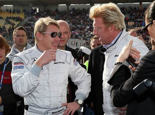 Mika Häkkinen und Boris Becker beim PS-Small-Talk in Hockenheim