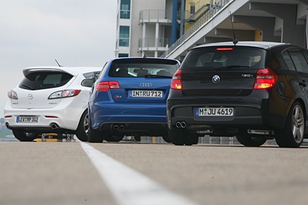 Audi S3 Sportback Mazda 3 MPS BMW 130i M-Paket