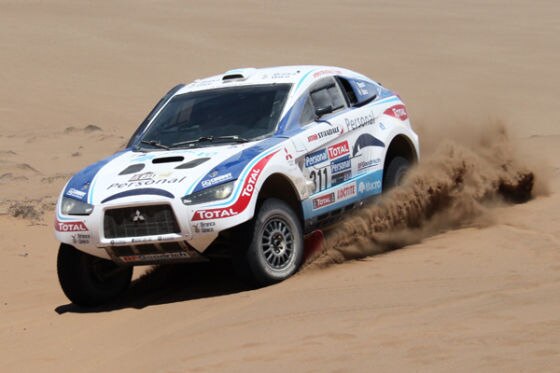 Überraschung: Terranova/Maimon holen im auf Benzinmotor umgebauten Mitsubishi Racing Lancer Tagesplatz zwei.