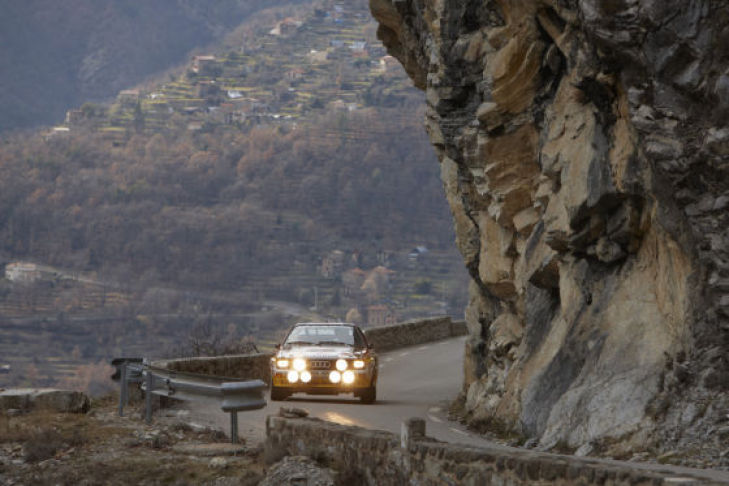 Unterwegs mit Walter Röhrl im Audi Rallye quattro am Col de Turini (Rallye Monte Carlo)