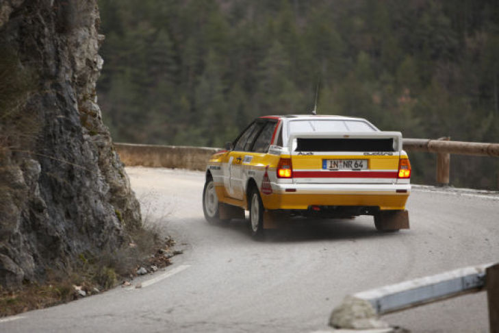 Unterwegs mit Walter Röhrl im Audi Rallye quattro am Col de Turini (Rallye Monte Carlo)