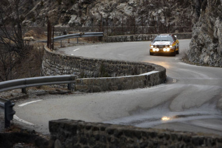Unterwegs mit Walter Röhrl im Audi Rallye quattro am Col de Turini (Rallye Monte Carlo)