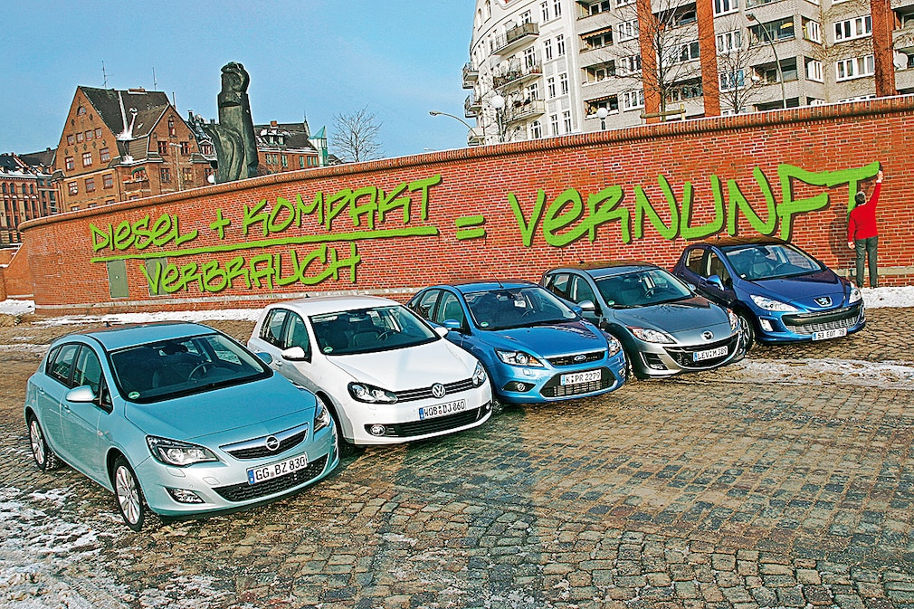 Opel Astra 1.7 CDTI VW Golf VI 1.6 TDI Ford Focus 1.6 TDCi Mazda3 1.6 MZ-CD Peugeot 308 HDi 110