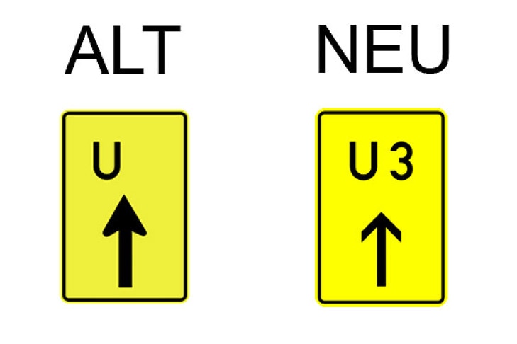 Verkehrsschild Fortsetzung der Umleitung geradeausweisend