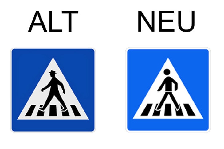 Verkehrsschild Fußgängerüberweg Rechtsaufstellung