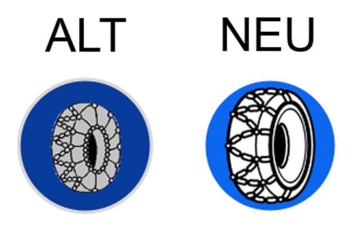Verkehrsschild Schneeketten vorgeschrieben