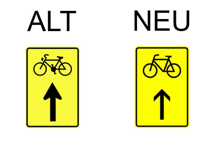 Verkehrsschild Vorwegweiser für Fahrradfahrer geradeausweisend