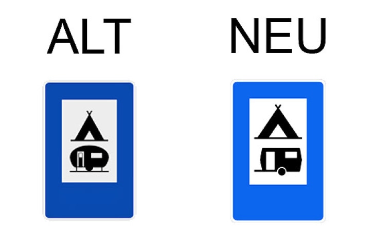 Verkehrsschild Zelt- und Wohnwagenplatz