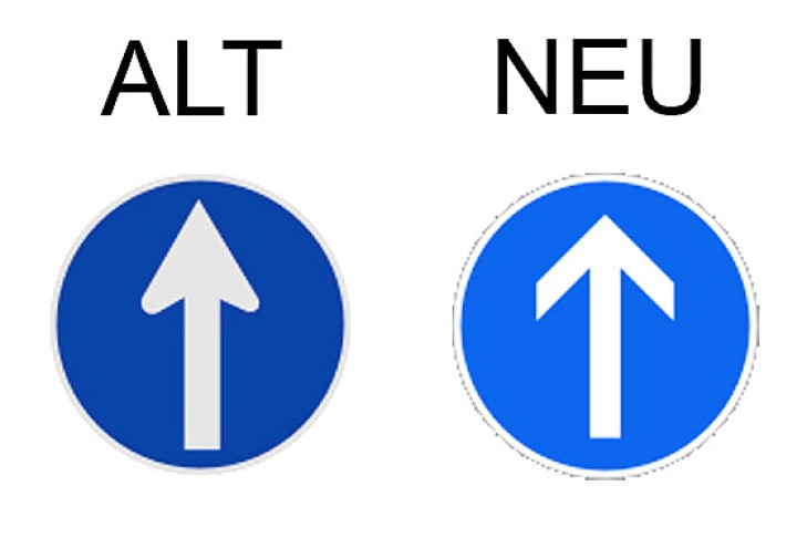 Verkehrsschild vorgeschriebene Fahrtrichtung - geradeaus