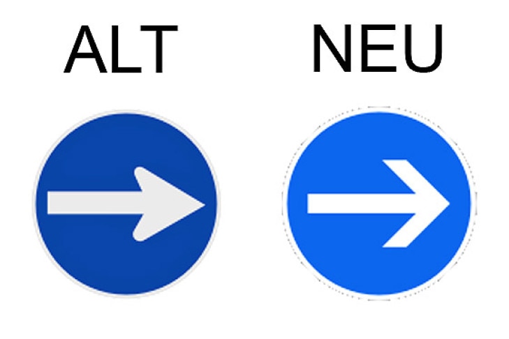 Verkehrsschild vorgeschriebene Fahrtrichtung - hier rechts