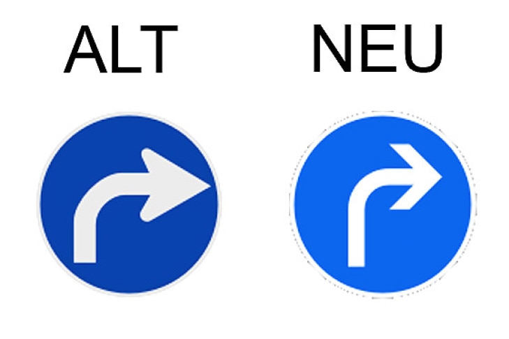 Verkehrsschild vorgeschriebene Fahrtrichtung - rechts