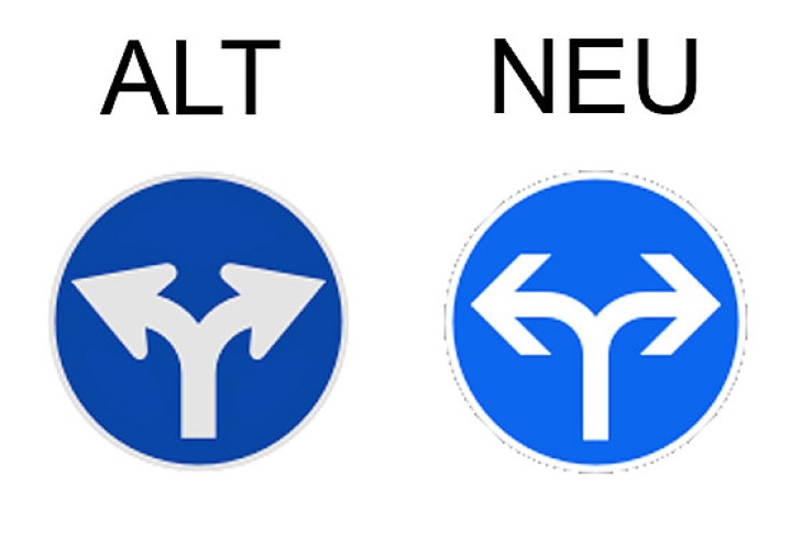 Verkehrsschild vorgeschriebene Fahrtrichtung - rechts und links