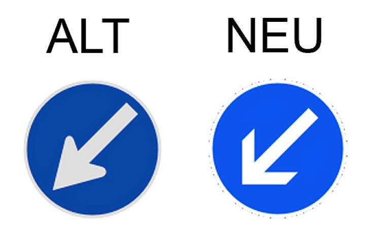 Verkehrsschild vorgeschriebene Vorbeifahrt - links vorbei