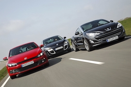 VW Scirocco1.4 TSI DSG Renault Mégane Coupé TCe 180 Peugeot RCZ 1.6 155 THP