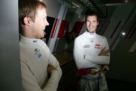 Da hatten beide noch gut lachen: Mattias Ekström (links) mit Audi-Teamkollege Martin Tomczyk.