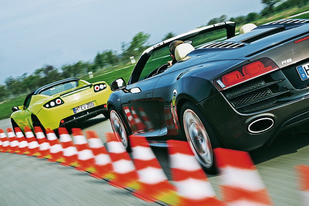 Tesla Roadster Audi R8 Spyder