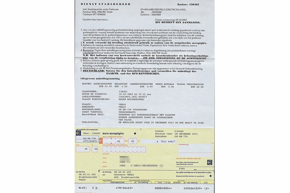 Ticket from abroad - police ticket fine notice Ticket from abroad - police ticket fine notice