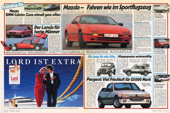 Test Titel Autobild 9/1986 Mazda RX-7