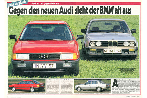 Audi 80 und BMW 318i im Vergleich: AUTO BILD-Archiv-Artikel 37/1986 - AUTO  BILD Klassik