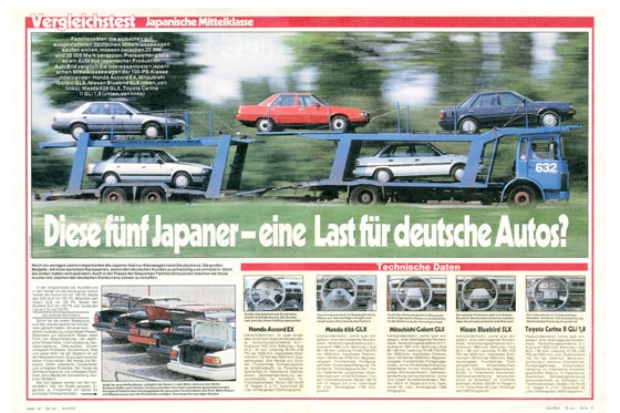 Honda, Mitsubishi, Nissan, Mazda, Toyota